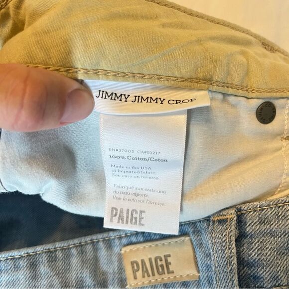 PAIGE Jimmy Jimmy Crop Light Blue Distressed Straight Leg Jeans - Picture 3 of 5